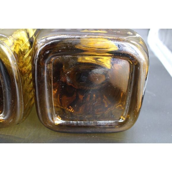 Vintage Artland Amber Glass Canister Set With Pewter Lids (3) Gorgeous! - Picture 15 of 16